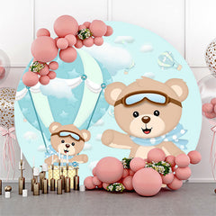 Blau Heiß Ballon Und Tragen runden Baby Dusche Hintergrund Bausatz