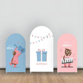 Blau Rosa Weiß Geschenk Tragen Geburtstag Bogen Hintergrund Bausatz