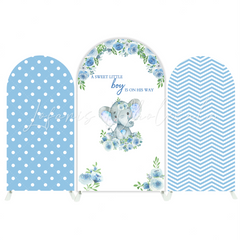 Blau Polka Dot Stripe Elephant Flora Arch Backdrop Bogenhintergrund Abdeckung Elefant Blau Deko