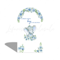 Blau Polka Dot Stripe Elephant Flora Arch Backdrop Bogenhintergrund Abdeckung Elefant Blau Deko