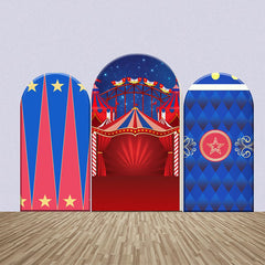 Blau Rot Zirkus Nacht Rhombus Stern Bogen Hintergrund Bausatz