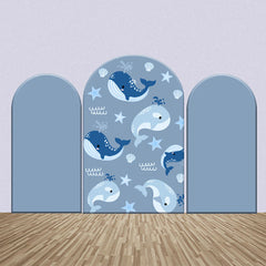 Blau Muscheln Sterne Wale Geburtstag Bogen Hintergrund Bausatz