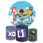 Blau Himmel Und Karikatur Charakter Runden Geburtstag Hintergrund Bausatz