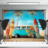 Blau Himmel Urlaub Bus Strand Surboard Sommer Hintergrund