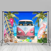 Blau Himmel Rosa Bus Surfbretter Hawaii Sommer Hintergrund