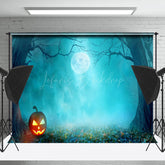 Blau Rauch Baum Horror Kürbis Halloween Hintergrund