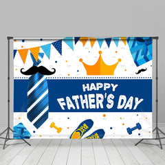 Blau Binden Und Geschenk Weiß Glücklich Väter Tag Hintergrund