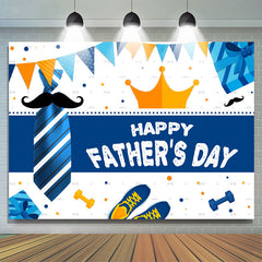 Blau Binden Und Geschenk Weiß Glücklich Väter Tag Hintergrund