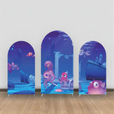 Blau Unterwasser Niedlich Tiere Ruinen Bogen Hintergrund Bausatz