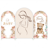 Boho Teddy Bear Pregnancy Mather Baby Shower Party Bogenhintergrund Abdeckung Schwangerschaft