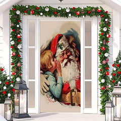 Junge Weihnachtsmann Klaus Weihnachten Tür Abdeckung Dekoration