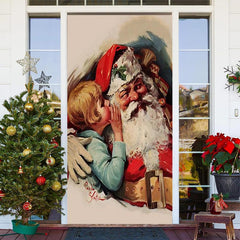 Junge Weihnachtsmann Klaus Weihnachten Tür Abdeckung Dekoration