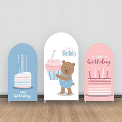 Braun Lächeln Tragen Cupcake Rosa Blau Bogen Hintergrund Bausatz