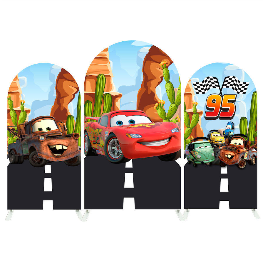Cars Mcqueen Birthday Baby Shower Party Bogenwand Abdeckung Rennbahn Auto Rot Jungen Deko