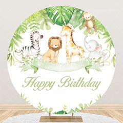 Karikatur Wald Tiere Runden Glücklich Geburtstag Hintergrund