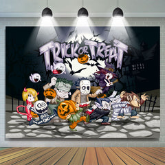 Karikatur Trick Oder Behandeln Halloween Nacht Buh Party Hintergrund