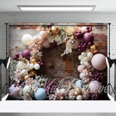 Schick Blumen Luftballons Bogen Ziegel Retro Wand Hintergrund