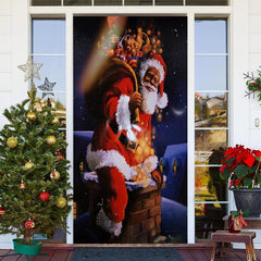 Schornstein Weihnachtsmann Klaus Dach Nacht Weihnachten Tür Abdeckung