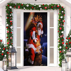 Schornstein Weihnachtsmann Klaus Dach Nacht Weihnachten Tür Abdeckung