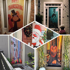 Tief Farbe Weihnachtsmann Klaus Stuhl Weihnachten Tür Abdeckung