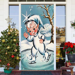 Weihnachten Elf Skaten Schnee Tür Abdeckung Dekoration