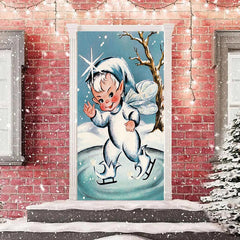 Weihnachten Elf Skaten Schnee Tür Abdeckung Dekoration