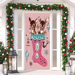 Weihnachten Strumpf Sika Reh Rosa Tür Abdeckung Dekor