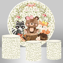 Kreis Tiere Blume Blätter Glücklich Geburtstag Hintergrund