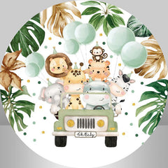 Kreis Grün Verlassen Tiere Auto Baby Dusche Hintergrund