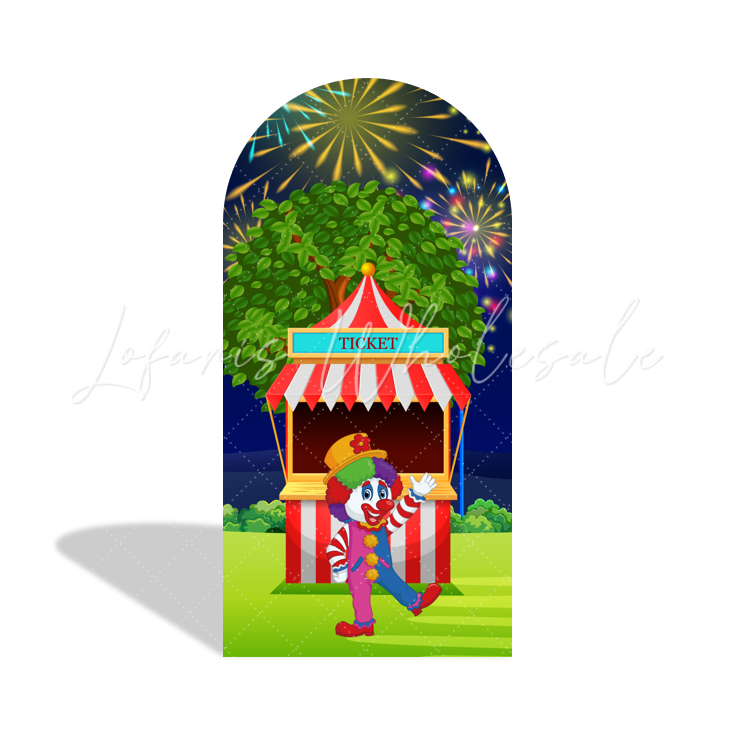 Circus Birthday Baby Shower Party Chiara Bogenhintergrund Abdeckung Zirkuszelt Clown Tiere Deko