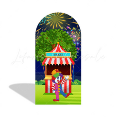 Circus Birthday Baby Shower Party Chiara Bogenhintergrund Abdeckung Zirkuszelt Clown Tiere Deko
