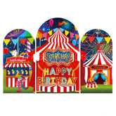 Circus Birthday Baby Shower Party Background Bogenhintergrund Abdeckung Zirkus Rot Weiß Zelt