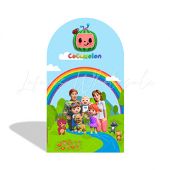 Cocomelon Birthday Baby Shower Party Background Bogenwand Abdeckung JJ Familie Melone Deko