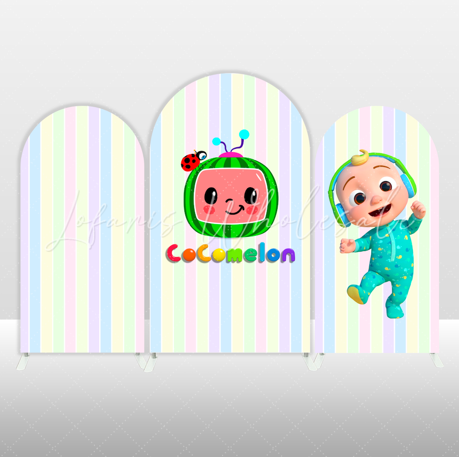 Cocomelon Birthday Baby Shower Party Background Bogenwand Abdeckung Bunt Melone Kinder Deko