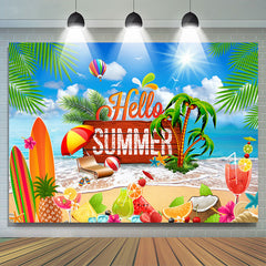 Kokosnuss Baum Strand Früchte Hallo Sommer Hintergrund