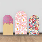 Bunt Süßigkeiten Creme Blumen Party Bogen Hintergrund Bausatz