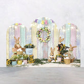 Bunt Holz Wand Hase Ostern Bogen Hintergrund Bausatz