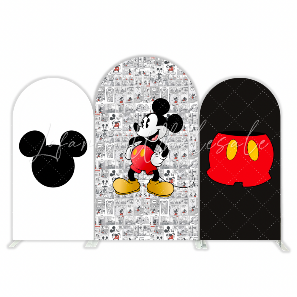 Comic Mickey Thema Bunt Cartoon Happy Birthday Bogenhintergrund Abdeckung Lustig Deko
