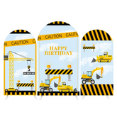 Construction Vehicles Theme Arch Backdrop Wall Cloth Cover Bogenhintergrund Baustelle Party Deko