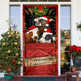 Kuhstall Vieh Rot Fröhlich Weihnachten Tür Abdeckung
