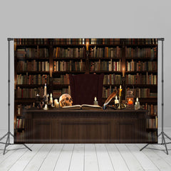 Unheimlich Skelette Und Bücherregale Halloween Hintergrund