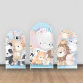 Niedlich Tiere Blau Geburtstag Party Bogen Hintergrund Bausatz