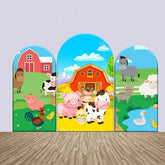 Niedlich Tiere Bauernhof Haus Gras Bogen Hintergrund Bausatz