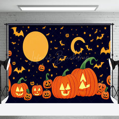 Niedlich Karikatur Kürbis Mond Nacht Glücklich Halloween Hintergrund