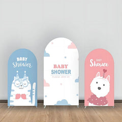 Niedlich Katze Hund Rosa Blau Baby Dusche Bogen Hintergrund Bausatz