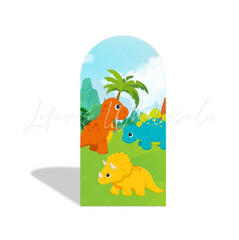 Cute Dinosaur Cartoon Theme Happy Birthday Party Bogenhintergrund Abdeckung Dino Niedlich Deko