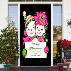 Niedlich Blumen Baby Schwarz Fröhlich Weihnachten Tür Abdeckung