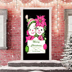 Niedlich Blumen Baby Schwarz Fröhlich Weihnachten Tür Abdeckung