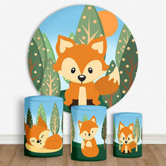 Niedlich Wald Fuchs Frühling Kreis Hintergrund Bausatz Für Party