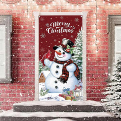 Niedlich Schneemann Schneebedeckt Weihnachten Baum Weihnachten Tür Abdeckung